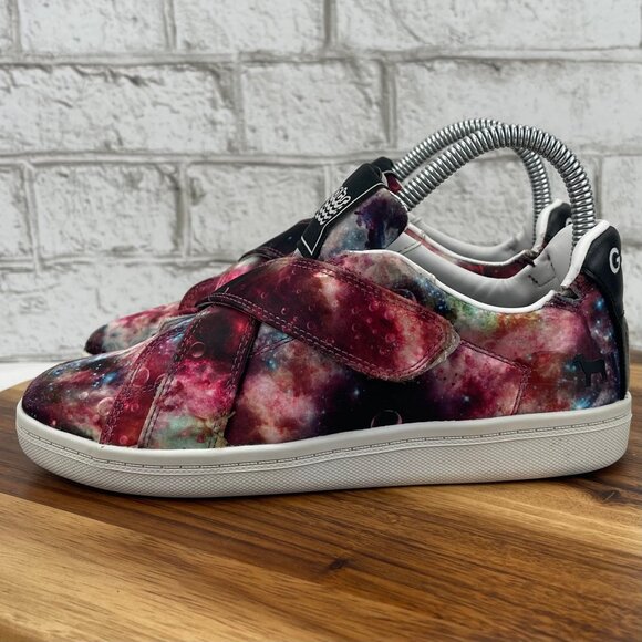 Goats Youth Kids Sz. 3 Galaxy Nebula Space Print Hook & Loop Sneakers Shoes - Picture 2 of 15